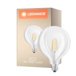 Ledvance  Classic LED E27 Globe Filament Clear 4W 470lm - 827 Extra Warm White | Replaces 40W