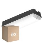 Multipack 6x Ledvance LED Bulkhead Compact Black 8W 840lm - 830 Warm White | 356x115mm - IP65