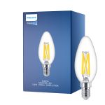 Philips MASTER LED E14 Candle Filament Clear 3.4W 470lm - 922-927 Dim To Warm | Best Colour Rendering - Dimmable - Replaces 40W